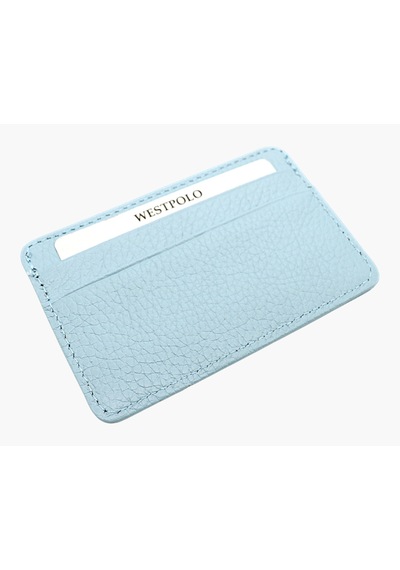 Westpolo Hakiki Deri Unisex İnce Kartlık - Buz Mavisi