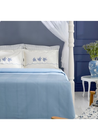 Karaca Home Virelle %100 Pamuk Nish Set Çift Kişilik Pike Takımı Mavi