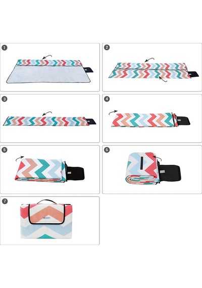 Picnic Blanket, 200 X 200 Cm, Outdoor Beach Blanket For Camping, Park, Yard, With Waterproof Backing, Foldable, Red Wave Çok Renkli Picnic Blanket, 200 X 200 Cm, Outdoor Beach Blanket For Camping, Park, Yard, With Waterproof Backing, Foldable, Red Wave Çok Renkli
