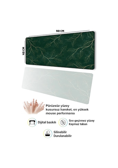 Sonictouch Klavye Mousepad 40x90cm Dikişsiz Pürüzsüz Sıvı Geçirmez Kaymaz Taban Altın Yapraklar