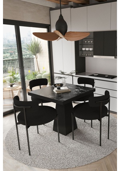Avvio Lago Siyah Lake Mdf Ayak 80x80 Yemek Masası Mutfak Masası 4 Kişilik Masa Takımı Teddy Sandalye Siyah Mermer Avvio89698 Avvio Lago Siyah Lake Mdf Ayak 80x80 Yemek Masası Mutfak Masası 4 Kişilik Masa Takımı Teddy Sandalye Siyah Mermer Avvio89698