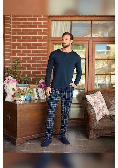 Aydoğan Erkek Civan Patlı Modal Lacivert Pijama Takım 240807