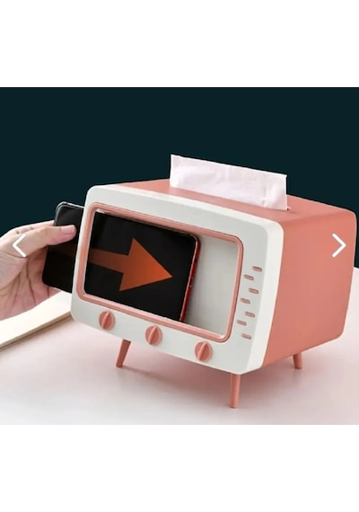Tv Şeklinde Retro Telefonluk Peçetelik Hediyelik Telefon Aksesuarları Renk Kırmızı Pembe