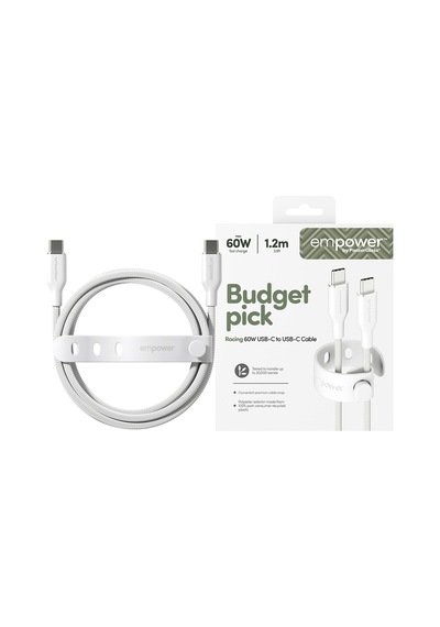 Empower By Panzerglass Racing 60w Usb-c / Usb-c Usb 2.0 1.2m Gümüş Beyaz Kablo
