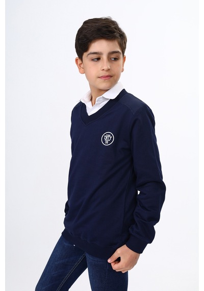 Toontoy Kids Toontoy Erkek Çocuk Okul Baskılı Sweatshirt Lacivert