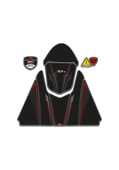 Honda Sh 125 2024-2025 Uyumlu Siyah Kırmızı Tank Pad Redline Grafik