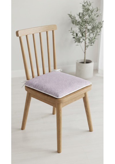 Bahçe Balkon Mutfak Kreş Sandalye Minderi Fermuarlı 40x40 6 Adet Lila Çiçekli 5 Cm Gri Sünger