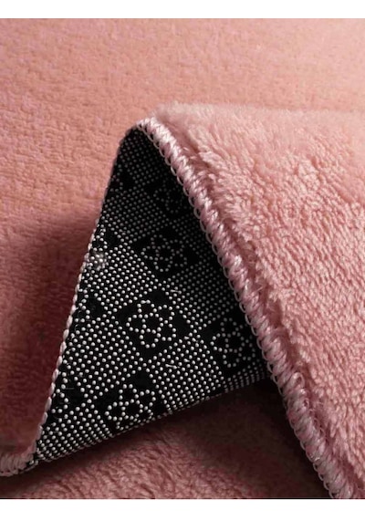 Modern Dekoratif Yuvarlak Puffy Peluş Ponpon Saçaklı Salon Oturma Odası Halısı Pembe