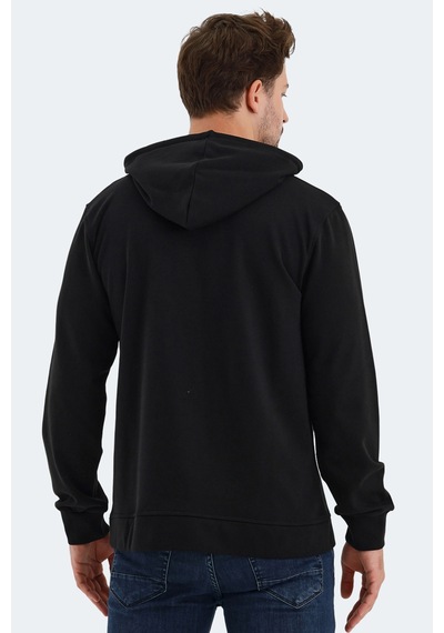 Slazenger Onca Erkek Kanguru Cepli Kapüşonlu Siyah Sweatshirt Siyah