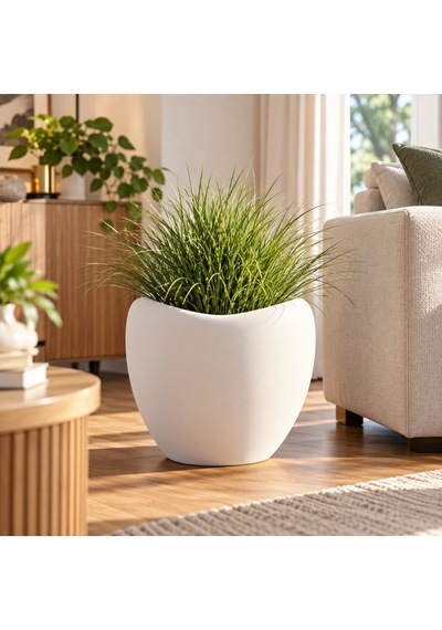So-lale02 Lale Saksı Plastik Modern İç Kovalı 25 Lt Beyaz 3 Adet