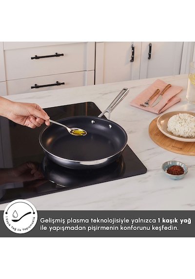 Karaca Plasma Steel 316+ 3Ply Yanmaz Yapışmaz Çelik Tava 30 cm