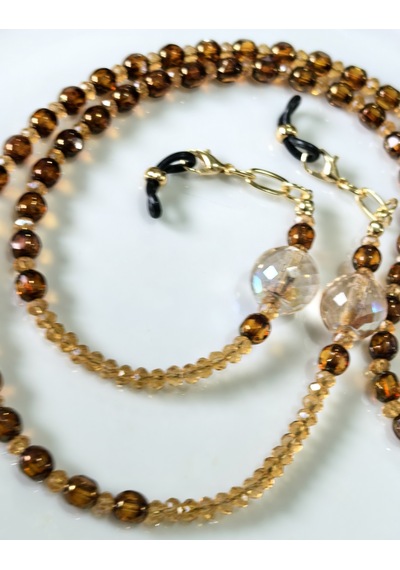 Gözlük Zinciri Gerçek Kristal Taşlı Thinblack Amber