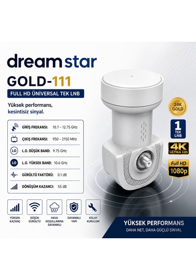 Dreamstar Gold-111 Tekli Universal 4k Uydu Lnb