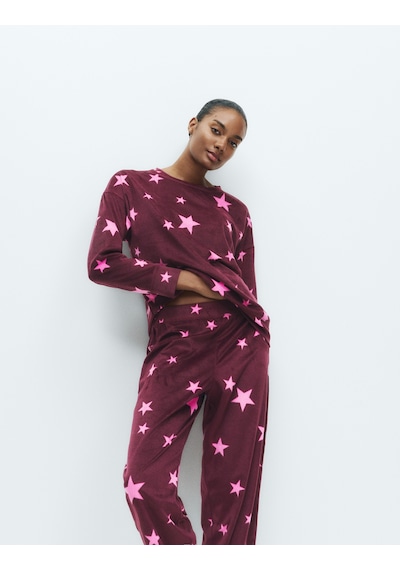 Marks & Spencer Polar Baskılı Pijama Takımı T37004626F Mor
