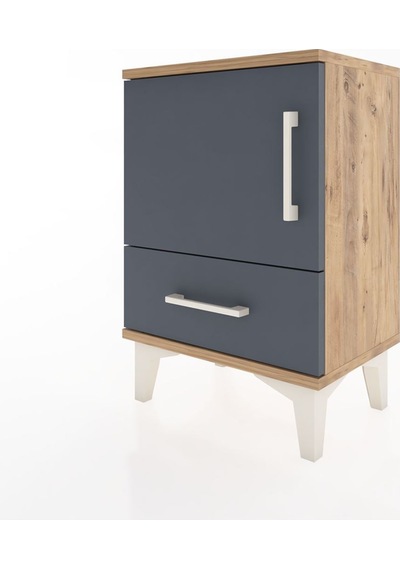 Arges Komodin 2 Raflı Tek Kapaklı 44x30x64 Çam-antrasit Atlas Çam