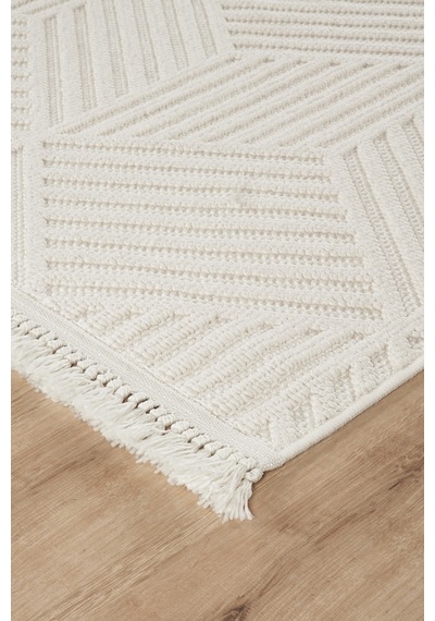 Mariesse Home Naturel Bukleli Yumuşak Dokulu Iskandinav Yolluk Dokuma Halı Oturma Odası Mutfak Halısı Koridor Doha Yolluk 607 Krem