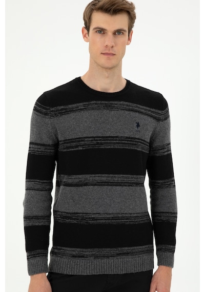 U.S. Polo Assn. Erkek Slim Fit Bisiklet Yaka Antrasit Melanj Kazak 50293115-VR081