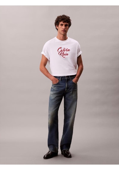 Calvin Klein Ck Lv04rd801g Ss 16s Sn Cursıve Calvın Graphıc Erkek Tshırt-10585 Siyah