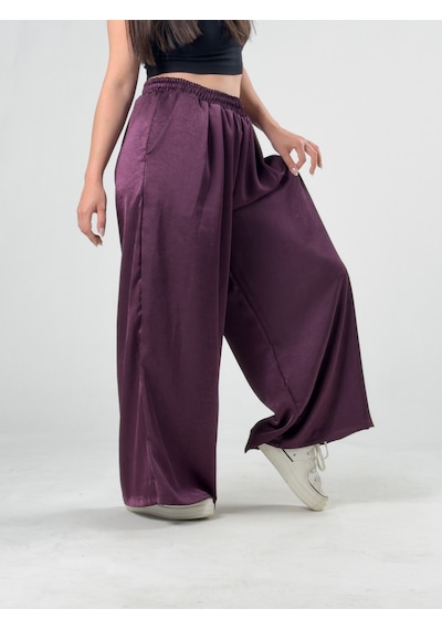 Cocopelli Bordo Saten Kadın Palazzo Pantolon Coc3251