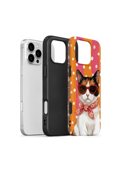 Velvoria Valestra Turuncu Retro Kedi Apple Apple iPhone Uyumlu 16 Pro Max Darbe Korumalı Kılıf Valestra Select - Turuncu Retro Kedi