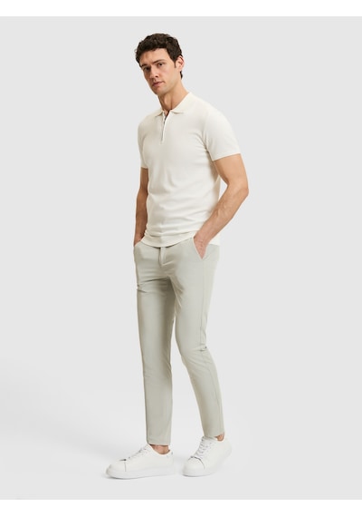 Beyaz Slim Fit Fermuarlı Polo Yaka Triko T-shirt