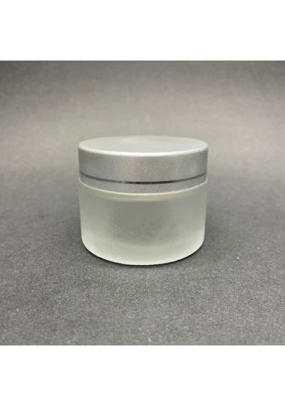 50 Cc Buzlu Cam Krem Kavanoz - Gümüş Kapaklı İç Contalı - 50ml B