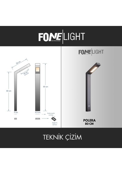 Polera Led Bahçe Aydınlatma Direği 50x90x800 Mm 18w Ip65 Alüminyum Dış Mekan Bollard Aydınlatma 3000k Peyzaj Yür