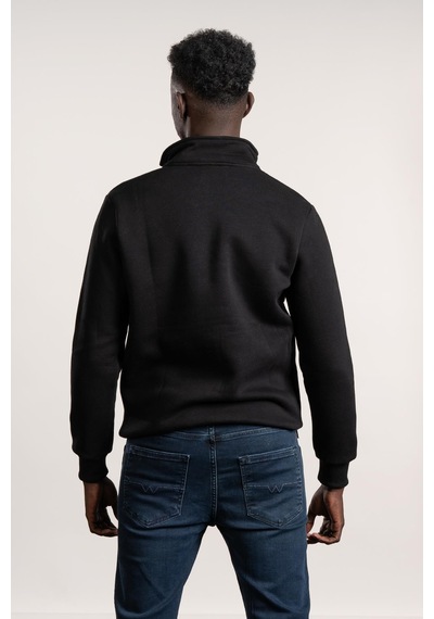 Fbı Fermuarlı Dik Yaka 3 İplik İçi Şardonlu Slimfit Sweatshirt Siyah