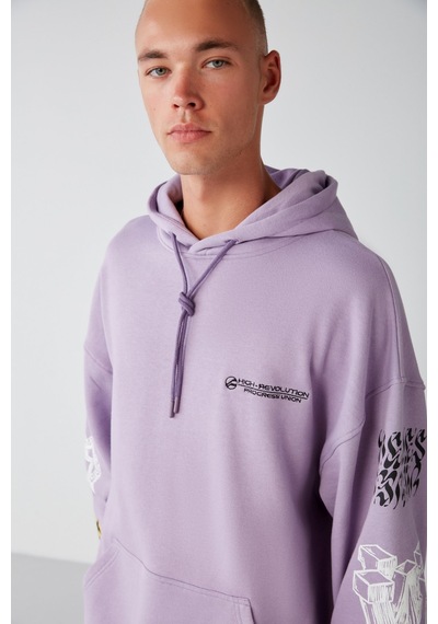 Grimelange Smıle Relaxed Oversize Lila  Sweatshirt