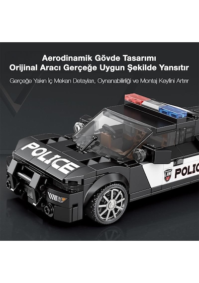 Reobrix Technic 662 Dodge Challenger Polis Arabası Yaratıcı Yapı Blok Seti Building Blocks Ram Police Car - 372 Parça