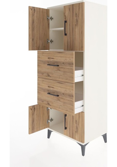 Hyperion Dolap 2 Raflı 2 Çekmeceli 4 Kapaklı 60x44x163 Aytaşı-çam Aytası