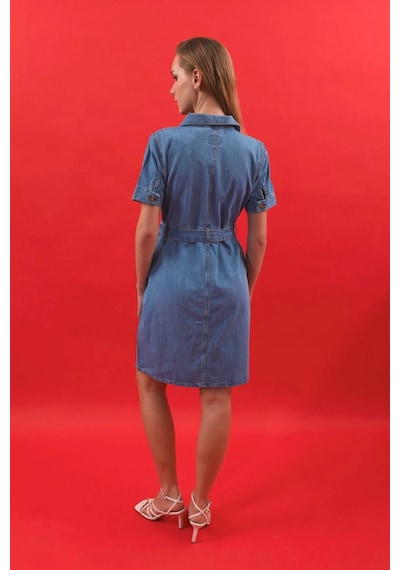 Banny Jeans Kemer Detaylı Jean Elbise 001