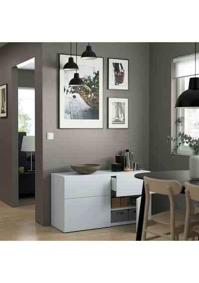 Dolap Kombinasyonu, Beyaz, 120x42x65 Cm, Lappvıken, Çıt Çıt Raylı