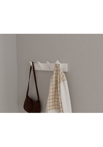 Hepsi3boyutlu Modern Duvar & Kapı Kanca Askılık - 4 Adet Beyaz Kanca Askılık - Model No : 5 Beyaz