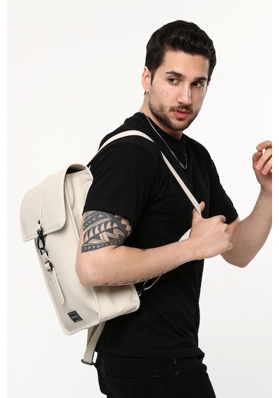 İcone Bag Icone Mat Suni Deri Kanca Kapamalı Sırt Çantası Bej