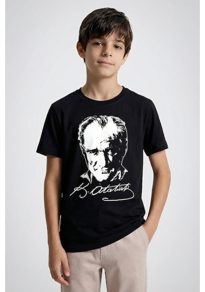 Tommy Life Siyah Atatürk Baskılı Unisex T-shirt - 11332