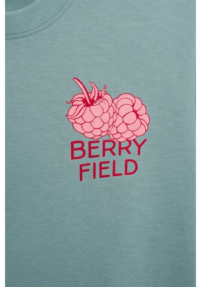 Mixray 2054 Kadın Berry Field Baskılı %100 Pamuk T-shirt Mint Mint Mixray 2054 Kadın Berry Field Baskılı %100 Pamuk T-shirt Mint Mint