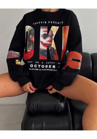 Startmore Adrift Joker Renkli Oversize Bisiklet Yaka Pamuklu Sweatshirt Beyaz Siyah