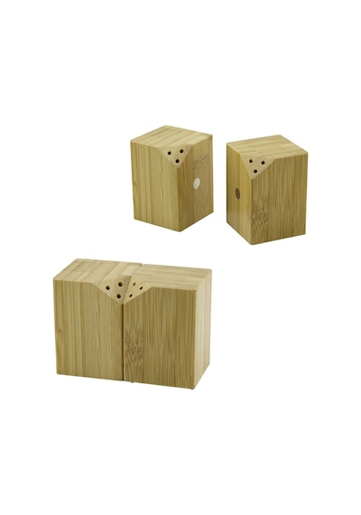 5x5cm--y:7cm 2pcs Mıknatıslı İkiz Ahşap Bambu Baharatlık - Tuzluk 5570 Çok Renkli
