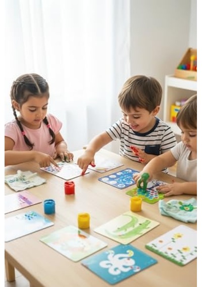 Silinebilir Parmak Boyası Aktivite Kartları - Wipe Clean Finger Paint Activity Cards - Fingerprint Activities - 16 Kar