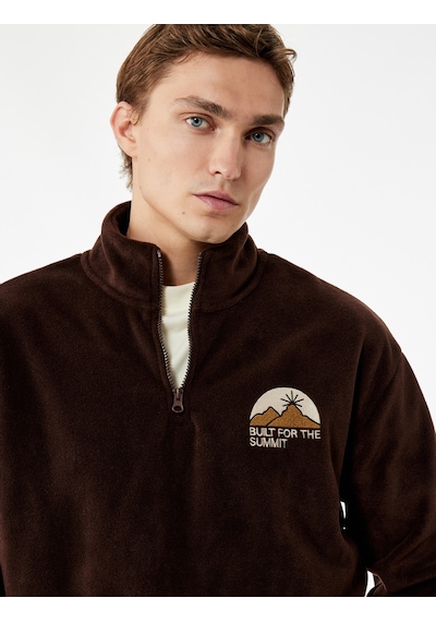 Koton Regular Fit Renk Bloklu Nakışlı Yarım Fermuarlı Polar Sweatshirt Kahverengi 7wam70050mk Kahve Koton Regular Fit Renk Bloklu Nakışlı Yarım Fermuarlı Polar Sweatshirt Kahverengi 7wam70050mk Kahve