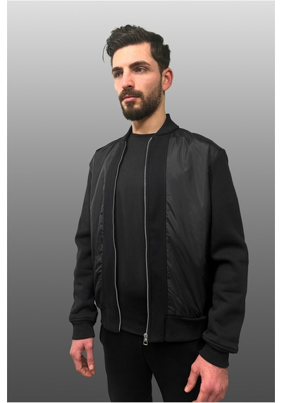 Nature The Brand Siyah Erkek Mont İçi Pamuklu Pvc Kaplama Ön Panel Fermuarlı Gizli Cep Detaylı Siyah