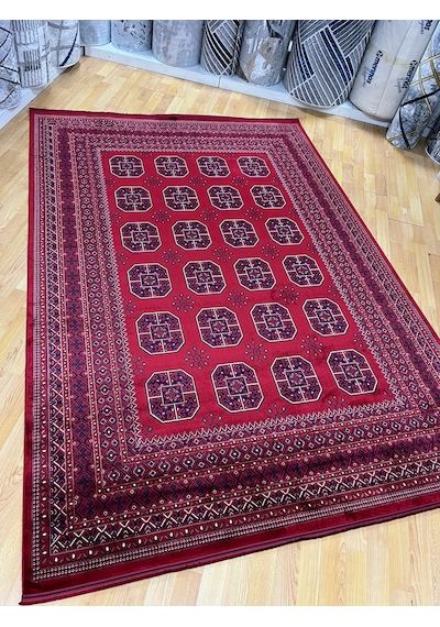 Decoser Halı Afgan Desen Vintage Etnik Desenli Salon Oturma Odası Halısı 02 Bordo - Kırmızı