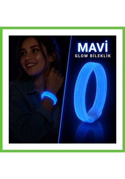 Bezos Mavi Kalın Glow Bileklik Kırılarak Yanan Parti Ve Festival Bilekliği Dmc Diğer
