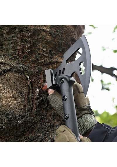 Valkyrie Çekiçli Outdoor Kamp Baltası Kılıflı Balta Siyah
