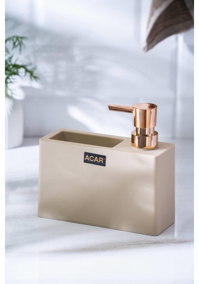 Acar Astoria Akrilik Sünger Hazneli Sıvı Sabunluk - Krem/bronz Krem