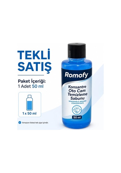 Konsantre Oto Cam Suyu Pratik Tek Kullanımlık Silecek Suyu 50ml