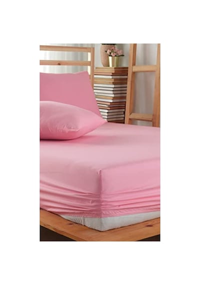 Pudra Renk Lastikli Çarşaf Takımı, %100 Pamuk, 100x200 Cm Açık Gri - Antrasit