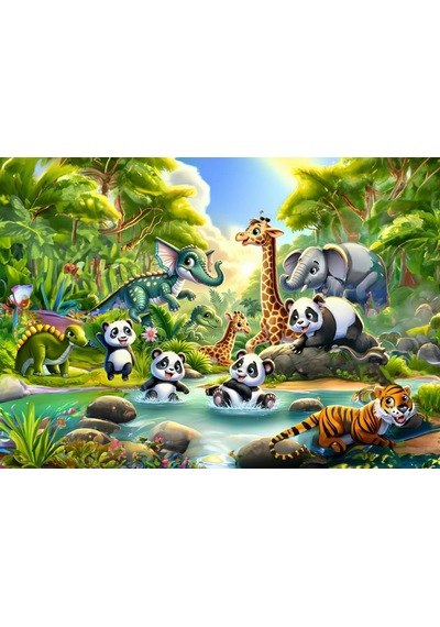 Art Çocuk Pandaların Banyo Keyfi 50 Parça Puzzle