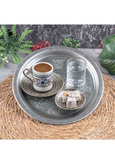 20 Cm Servis Sunum Tepsisi 430 Kalite Krom Çelik Fırına Uygun, Kararma Yapmaz, Meze Kebap Kahve Sunumluk Gri